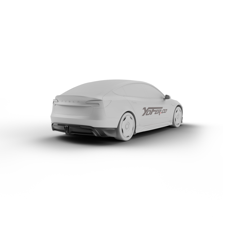 Tesla Model 3 Highland / Performance 2024 with Aftermarket Parts - V2 Rear Diffuser & Canards PP from Yofer.co
