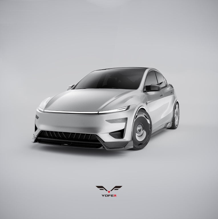 Tesla Model Y Juniper 2026-ON with Aftermarket Parts - Loong Flames Pro Front Lip PP Polypropylene from Yofer.co