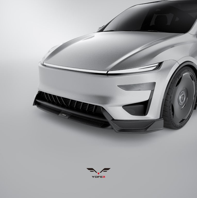 Tesla Model Y Juniper 2026-ON with Aftermarket Parts - Loong Flames Pro Front Lip PP Polypropylene from Yofer.co