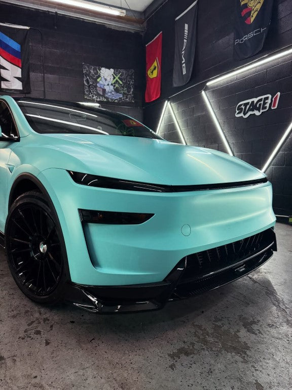 Tesla Model Y Juniper 2026-ON with Aftermarket Parts - Loong Flames Pro Front Lip PP Polypropylene from Yofer.co