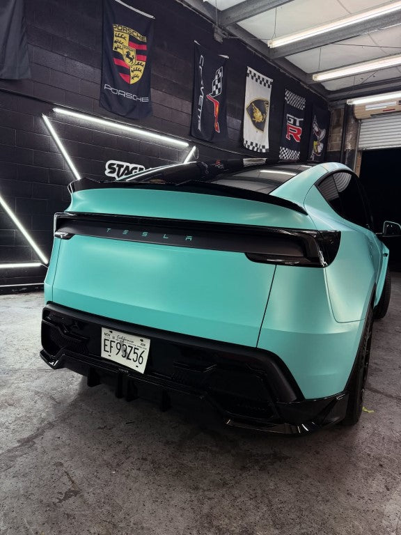 Tesla Model Y Juniper 2026-ON with Aftermarket Parts - Loong Flames Rear Diffuser PP Polypropylene from Yofer.co