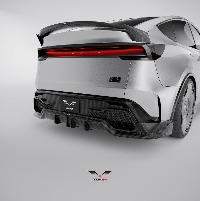Tesla Model Y Juniper 2026-ON with Aftermarket Parts - Loong Flames Rear Diffuser PP Polypropylene from Yofer.co
