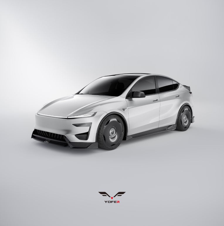 Tesla Model Y Juniper 2026-ON with Aftermarket Parts - Loong Flames Side Skirts PP Polypropylene from Yofer.co