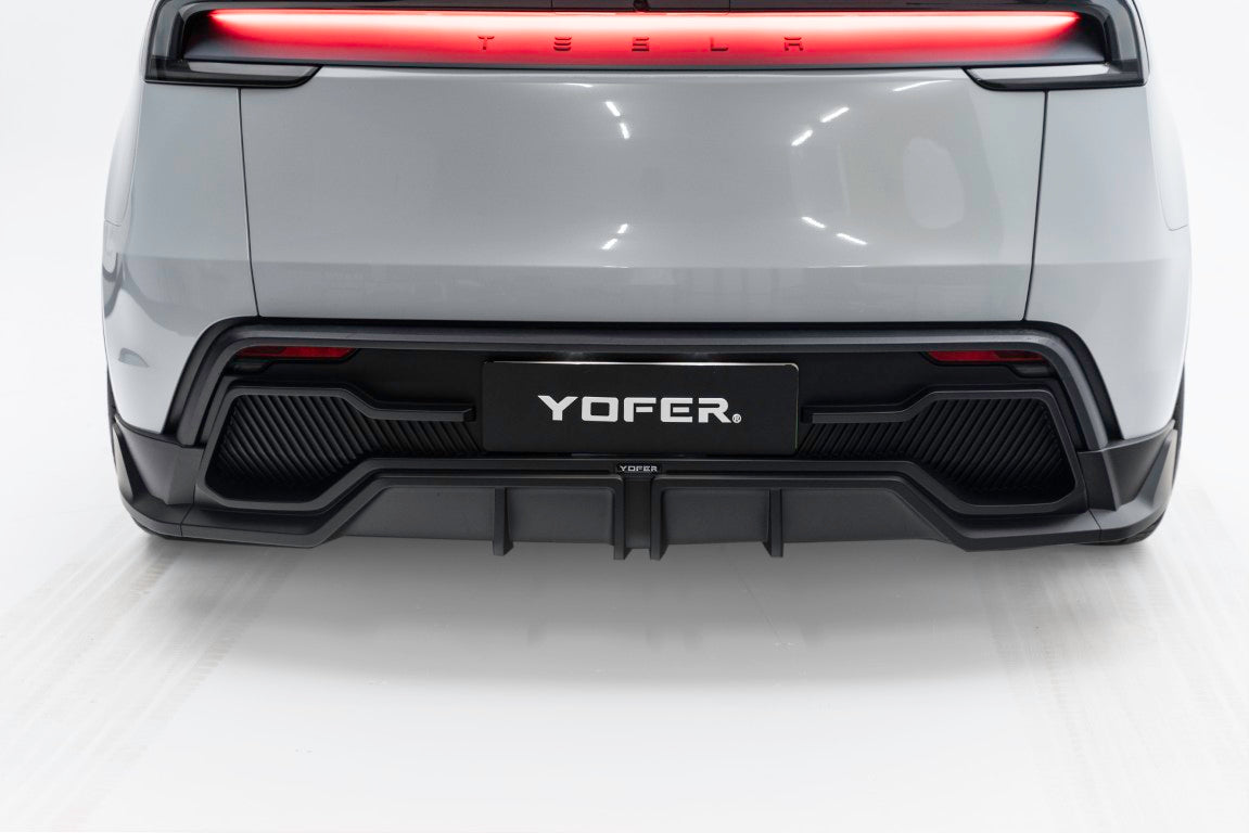 Tesla Model Y Juniper 2026-ON with Aftermarket Parts - Loong Flames Rear Diffuser PP Polypropylene from Yofer.co