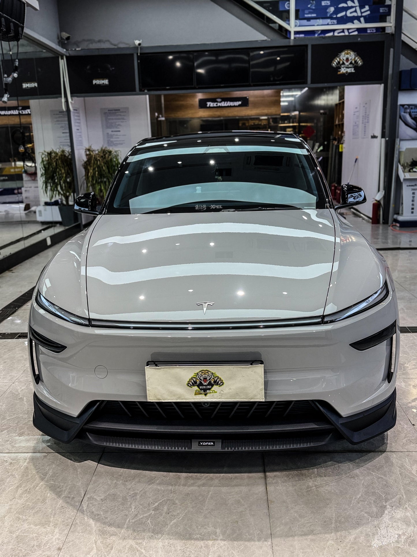 Tesla Model Y Juniper 2026-ON with Aftermarket Parts - Loong Flames Pro Front Lip PP Polypropylene from Yofer.co