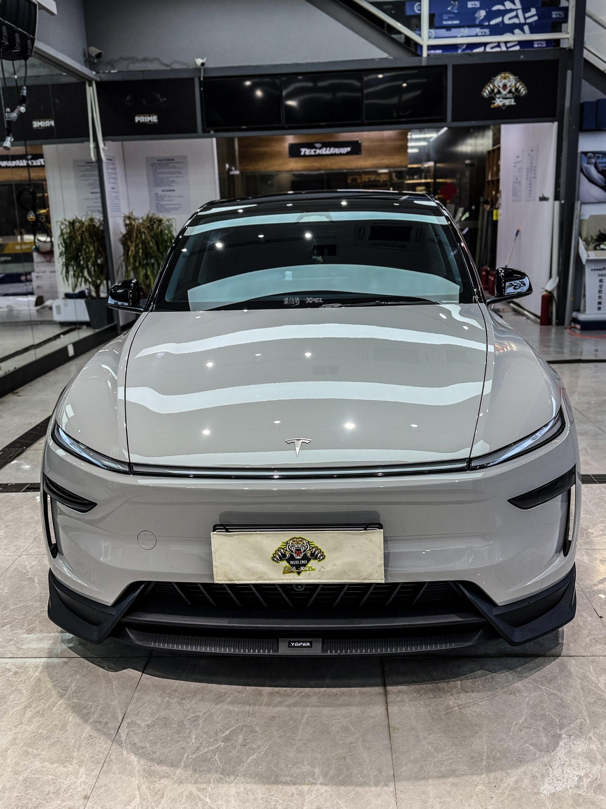 Tesla Model Y Juniper 2026-ON with Aftermarket Parts - Loong Flames Pro Front Lip PP Polypropylene from Yofer.co
