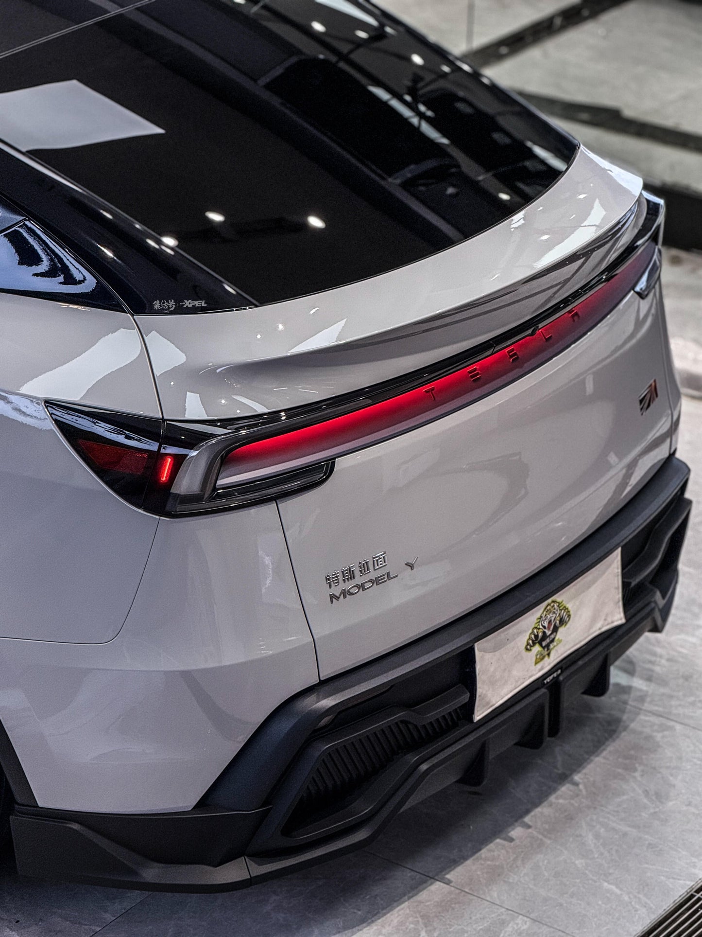 Tesla Model Y Juniper 2026-ON with Aftermarket Parts - Loong Flames Rear Diffuser PP Polypropylene from Yofer.co