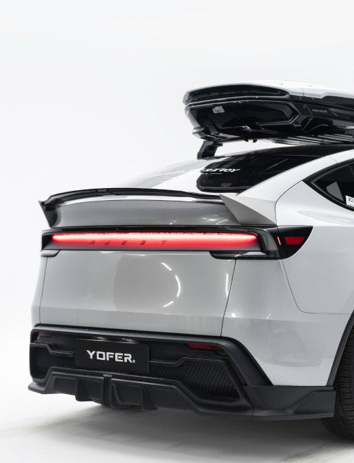 Tesla Model Y Juniper 2026-ON with Aftermarket Parts - Loong Flames Rear Lip Spoiler PP Polypropylene from Yofer.co