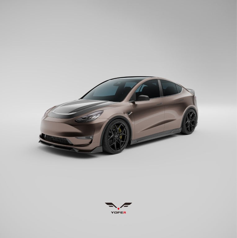 Tesla Model Y / Performance 2021 2022 2023 2024 with Aftermarket Parts - Loong Flames Pro Style Front Lip PP from Yofer.co