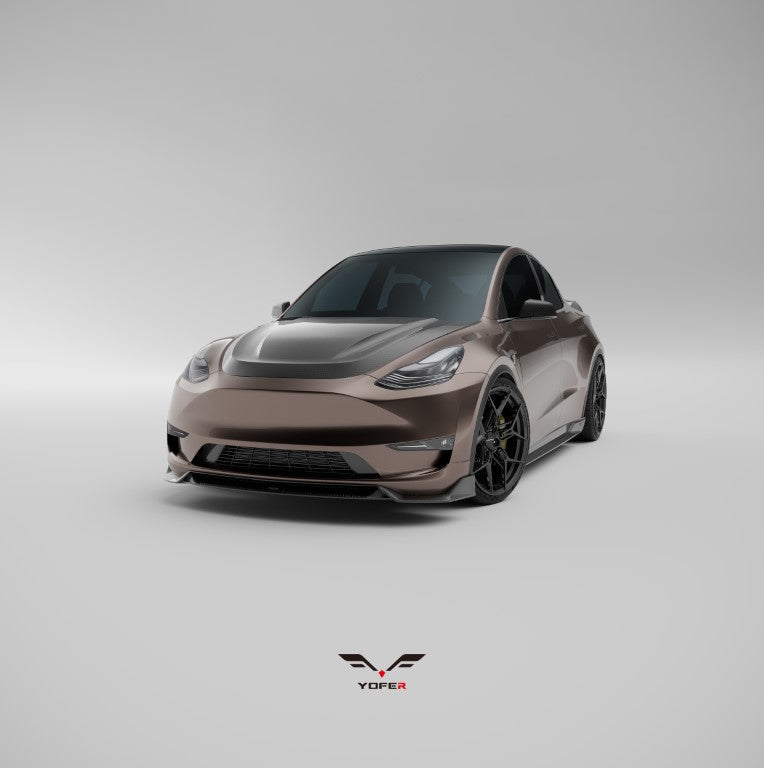 Tesla Model Y / Performance 2021 2022 2023 2024 with Aftermarket Parts - Loong Flames Pro Style Front Lip PP from Yofer.co