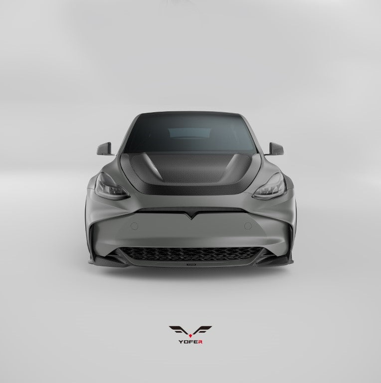 Tesla Model Y / Performance 2021-ON with Aftermarket Parts - Loong Flames Max Front Bumper PP from Yofer.co