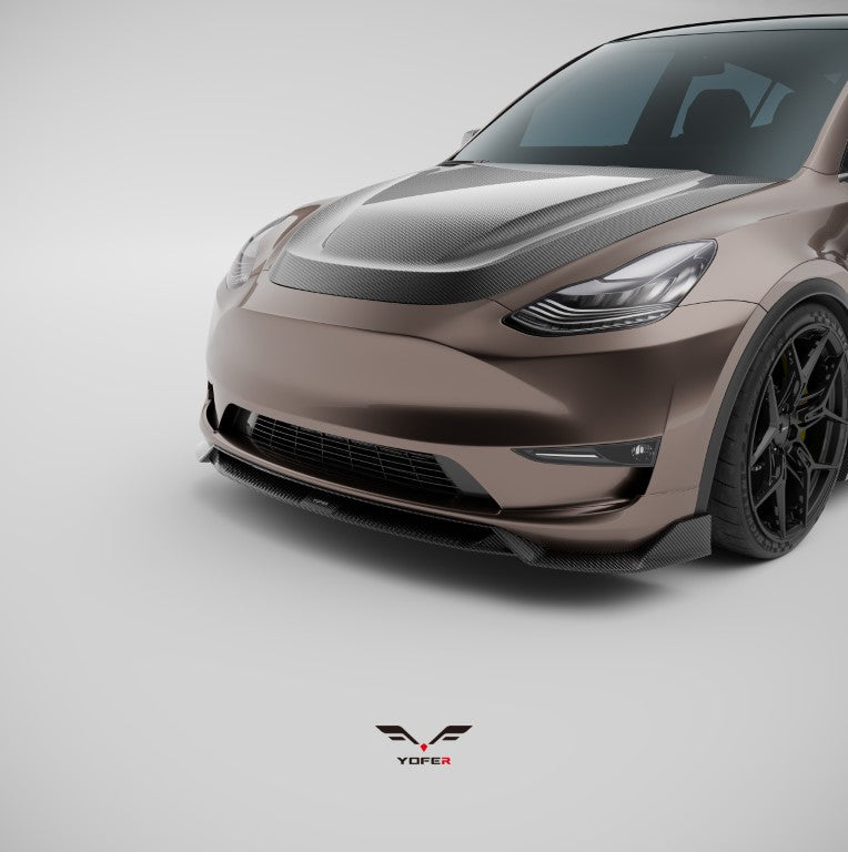 Tesla Model Y / Performance 2021 2022 2023 2024 with Aftermarket Parts - Loong Flames Pro Style Front Lip PP from Yofer.co