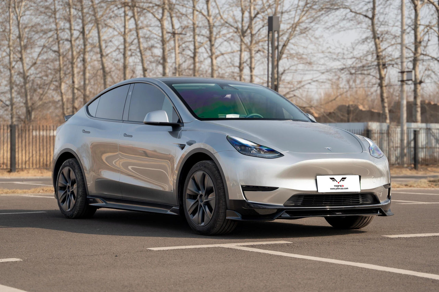 Tesla Model Y / Performance 2021 2022 2023 2024 with Aftermarket Parts - Loong Flames Pro Style Front Lip PP from Yofer.co
