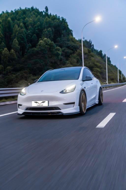 Tesla Model Y / Performance 2021 2022 2023 2024 with Aftermarket Parts - V2 Front Lip PP from Yofer.co
