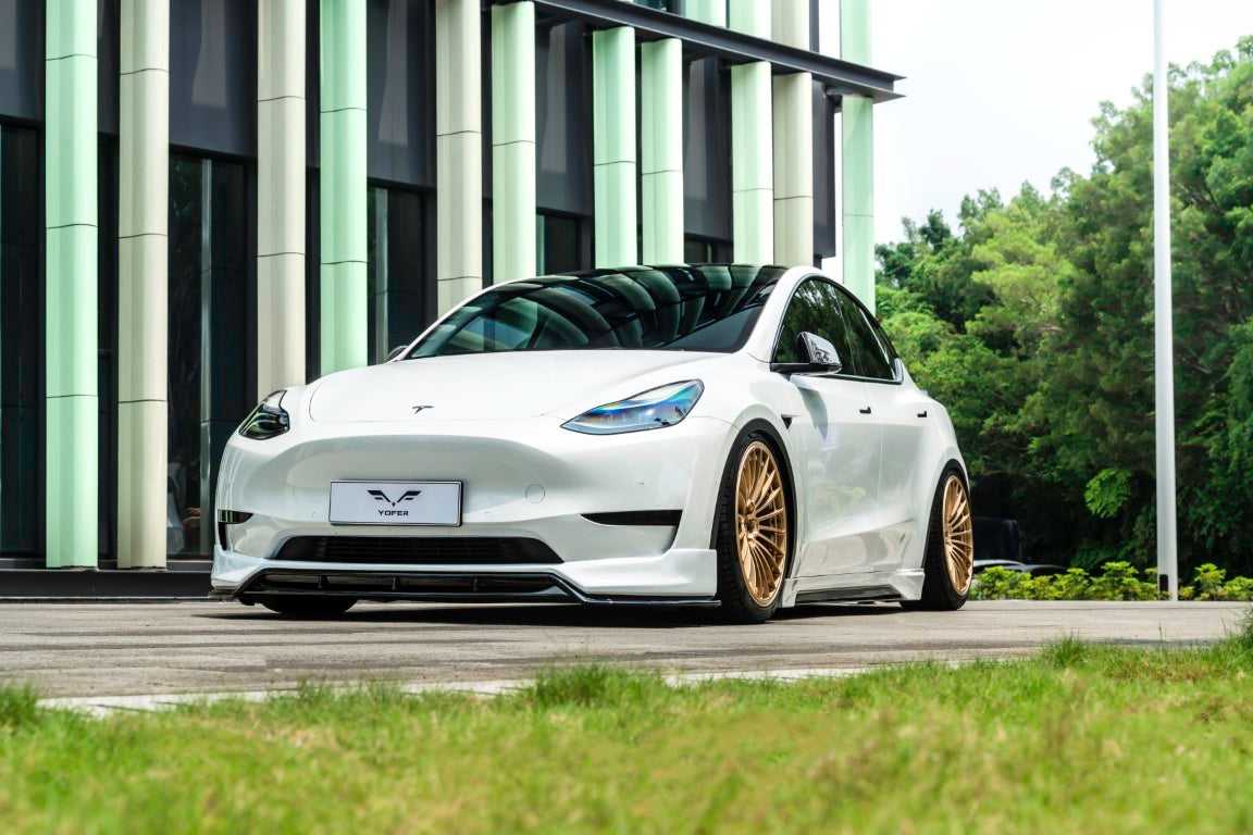 Tesla Model Y / Performance 2021 2022 2023 2024 with Aftermarket Parts - V2 Front Lip PP from Yofer.co