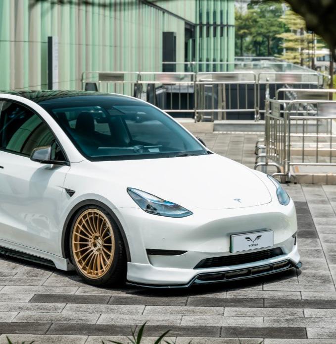 Tesla Model Y / Performance 2021 2022 2023 2024 with Aftermarket Parts - V2 Front Lip PP from Yofer.co
