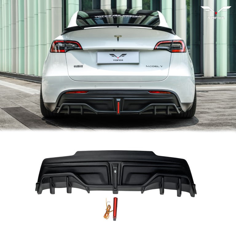 Tesla Model Y / Performance 2021 2022 2023 2024 with Aftermarket Parts - V2 Rear Diffuser PP from Yofer.co