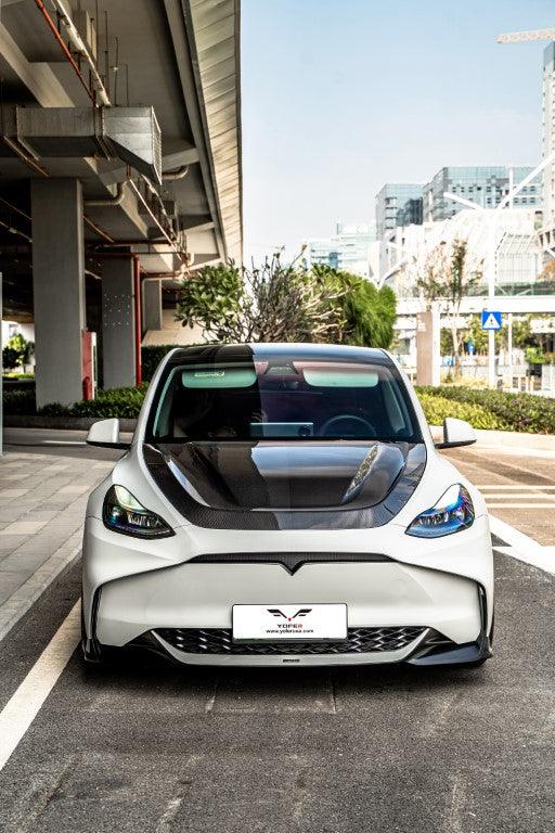 Tesla Model Y / Performance 2021-ON with Aftermarket Parts - Loong Flames Max Front Bumper PP from Yofer.co