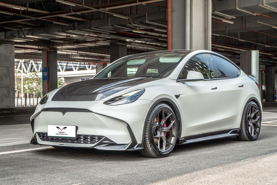 Tesla Model Y / Performance 2021-ON with Aftermarket Parts - Loong Flames Max Front Bumper PP from Yofer.co