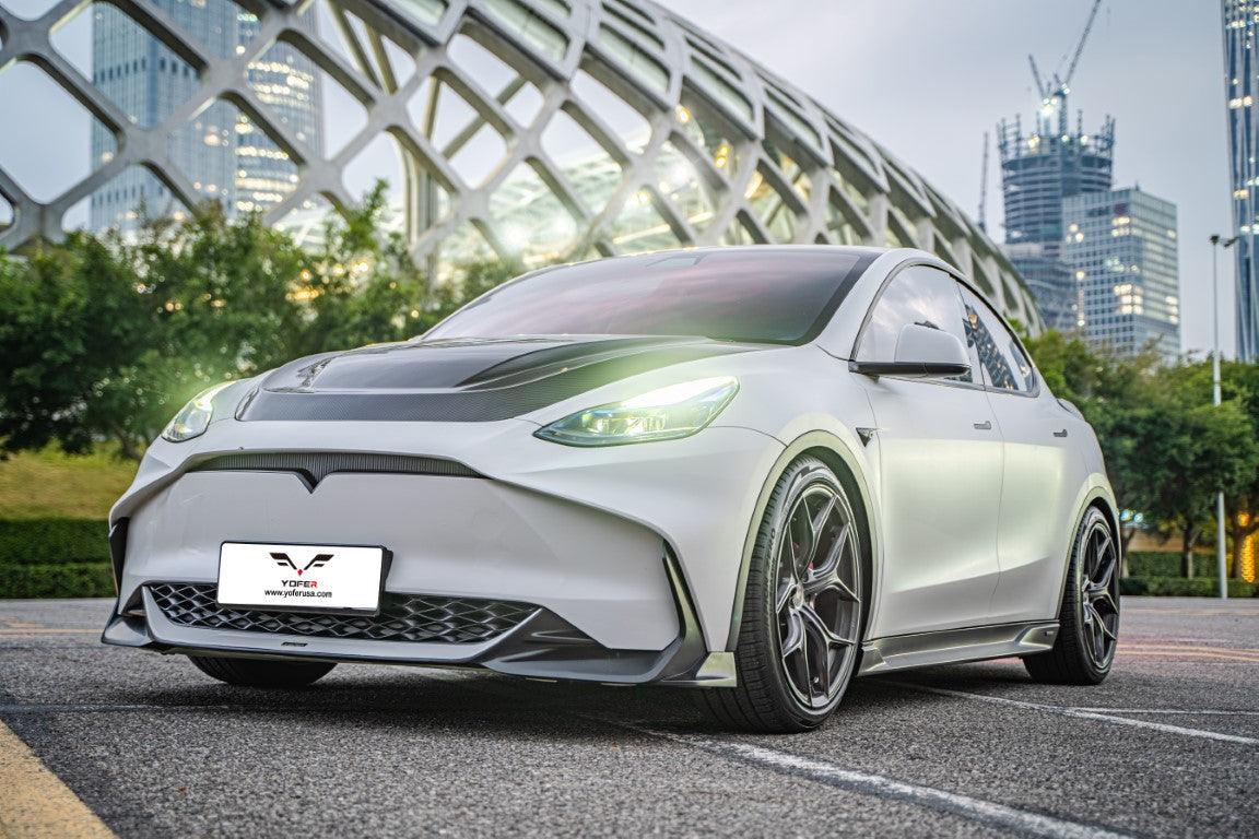 Tesla Model Y / Performance 2021-ON with Aftermarket Parts - Loong Flames Max Front Bumper PP from Yofer.co