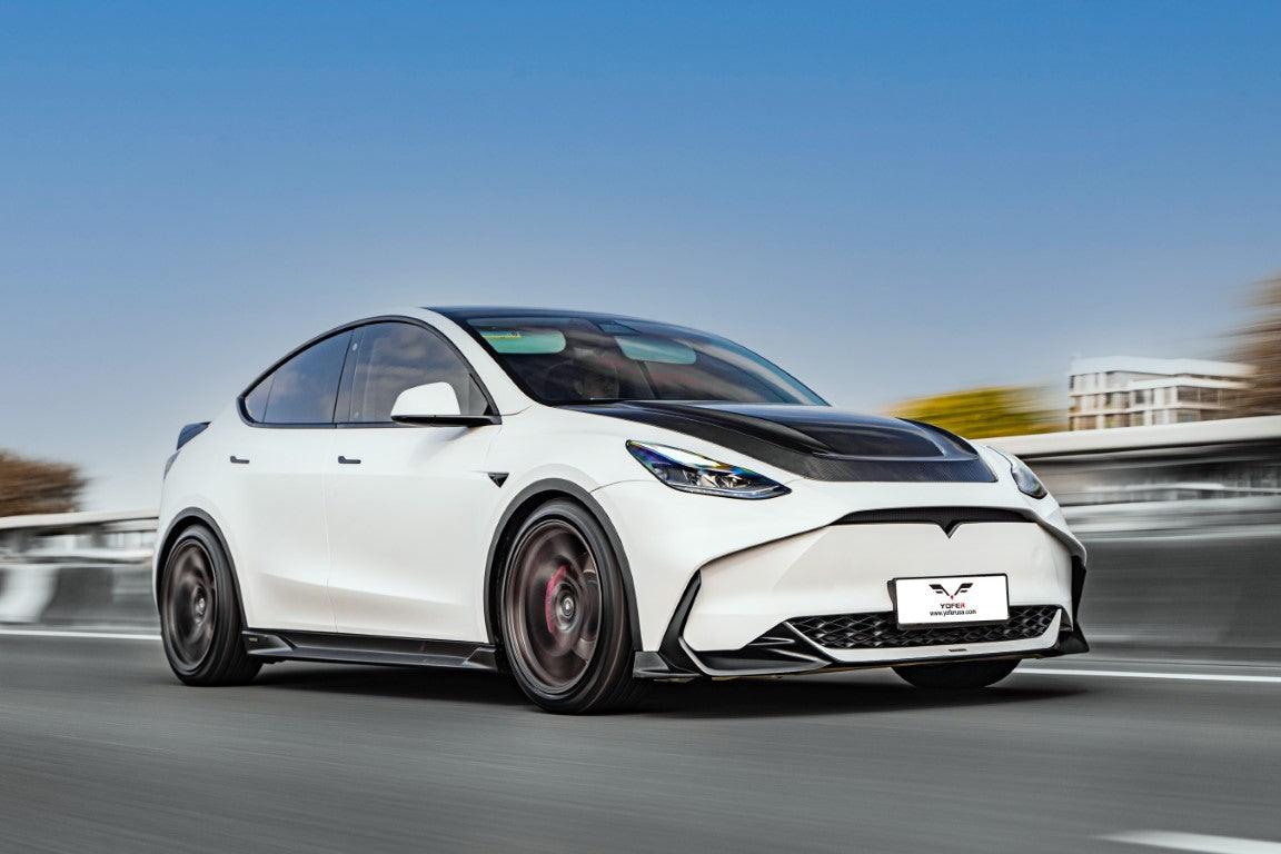 Tesla Model Y / Performance 2021-ON with Aftermarket Parts - Loong Flames Max Front Bumper PP from Yofer.co