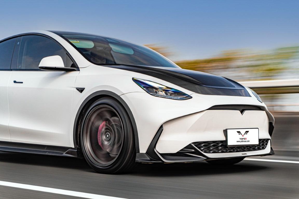 Tesla Model Y / Performance 2021-ON with Aftermarket Parts - Loong Flames Max Front Bumper PP from Yofer.co