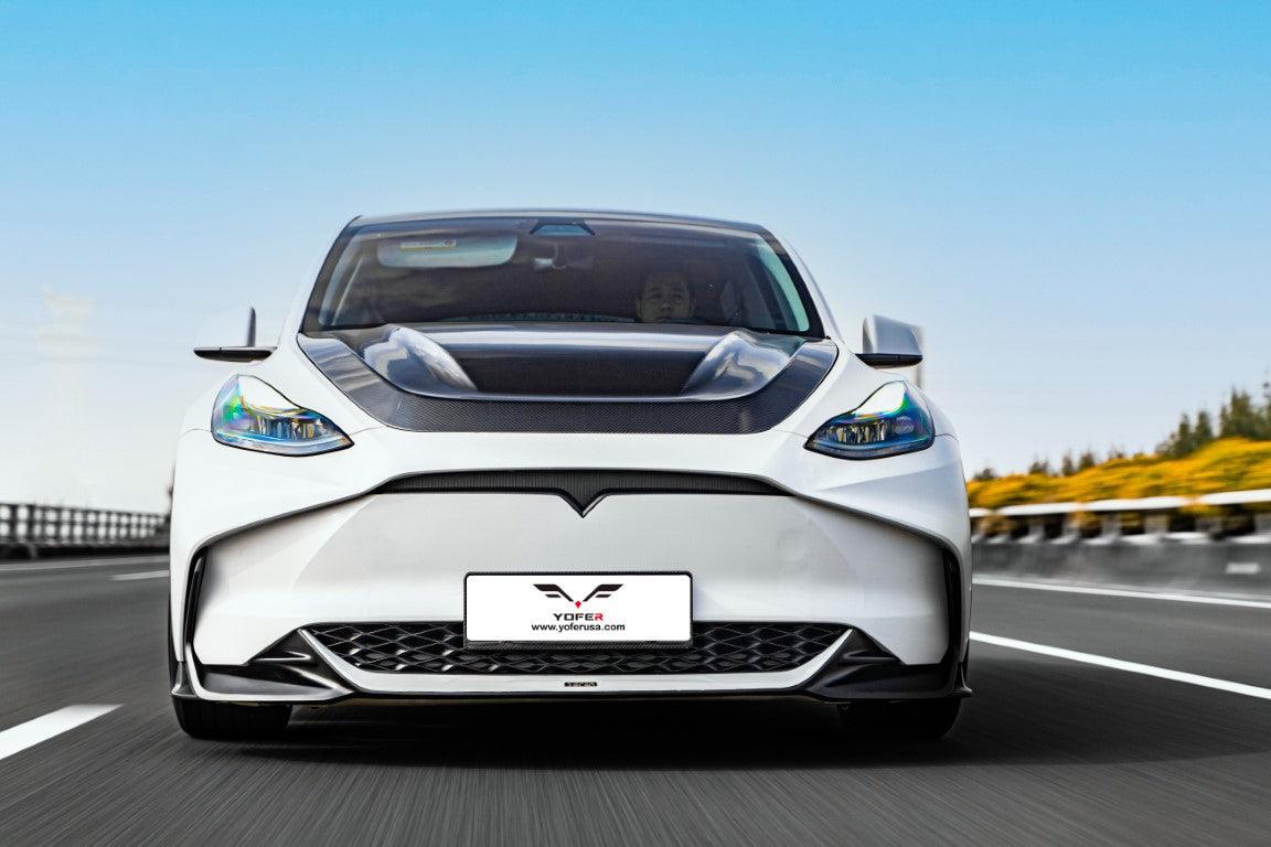 Tesla Model Y / Performance 2021-ON with Aftermarket Parts - Loong Flames Max Front Bumper PP from Yofer.co
