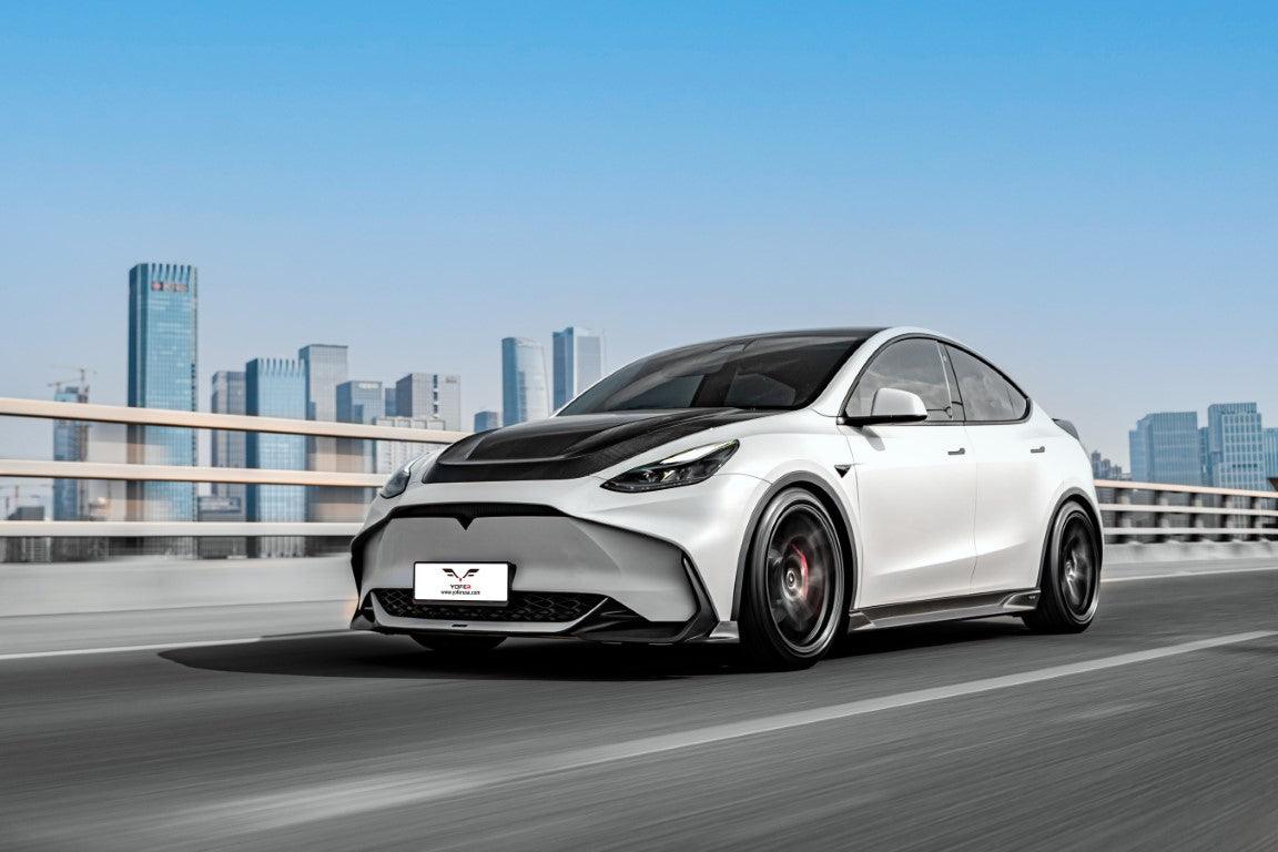 Tesla Model Y / Performance 2021-ON with Aftermarket Parts - Loong Flames Max Side Skirts PP from Yofer.co