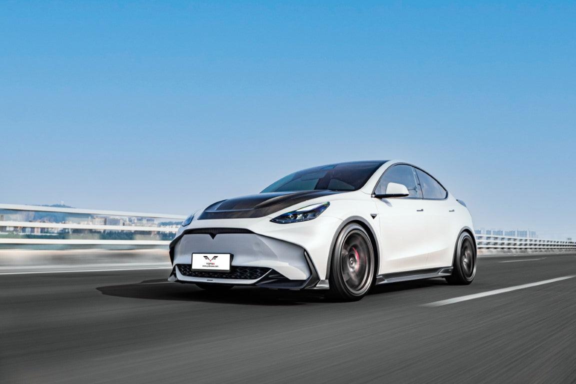 Tesla Model Y / Performance 2021-ON with Aftermarket Parts - Loong Flames Max Front Bumper PP from Yofer.co