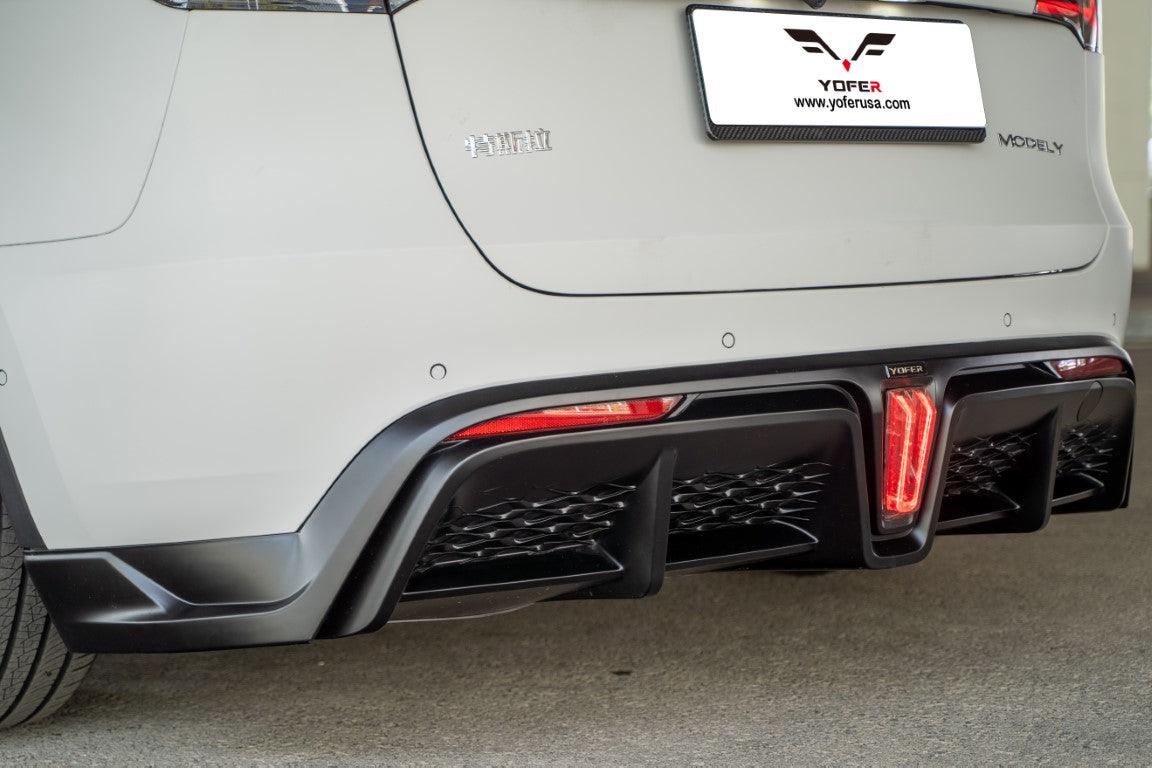 Tesla Model Y / Performance 2021-ON with Aftermarket Parts - Loong Flames Max Rear Diffuser PP from Yofer.co