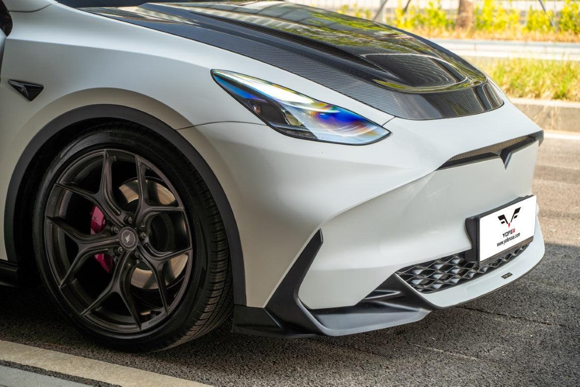 Tesla Model Y / Performance 2021-ON with Aftermarket Parts - Loong Flames Max Front Bumper PP from Yofer.co