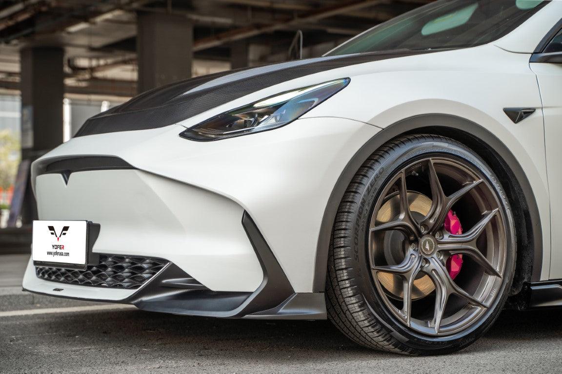 Tesla Model Y / Performance 2021-ON with Aftermarket Parts - Loong Flames Max Front Bumper PP from Yofer.co