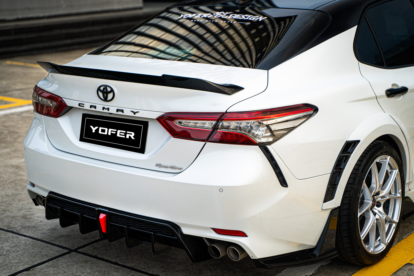 Toyota Camry 8th Gen XV70 SE XSE 2018-2024 with Aftermarket Parts - V1 Style Diffuser & Canards PP from Yofer.co