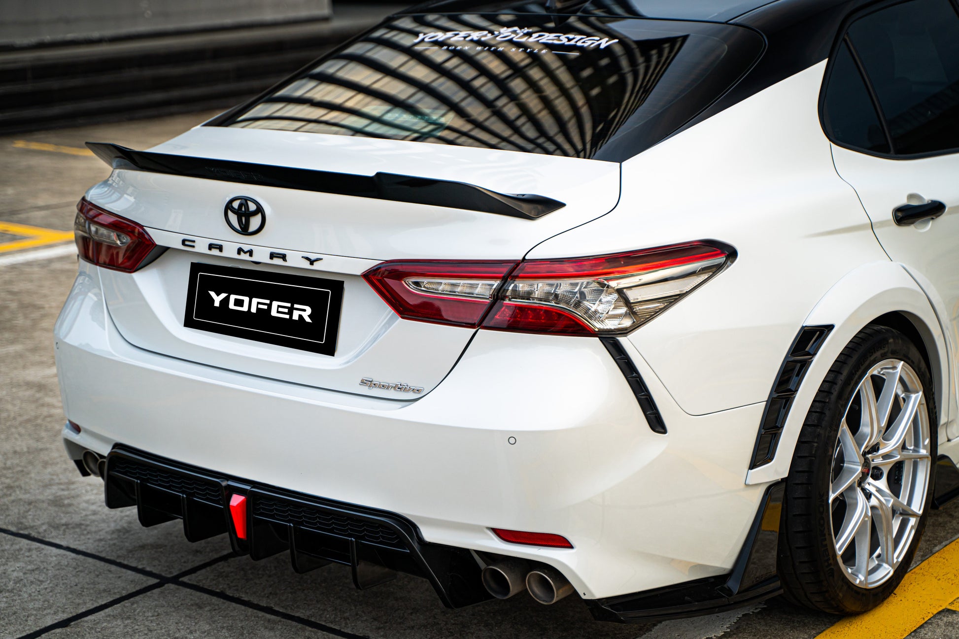 Toyota Camry 8th Gen XV70 SE XSE 2018-2024 with Aftermarket Parts - V1 Style Diffuser & Canards PP from Yofer.co