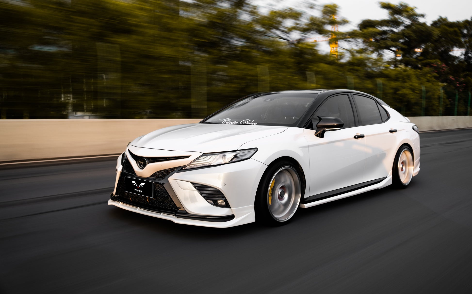 Toyota Camry 8th Gen XV70 SE XSE 2018-2020 with Aftermarket Parts - V2 Style Front Lip Splitter PP from Yofer.co