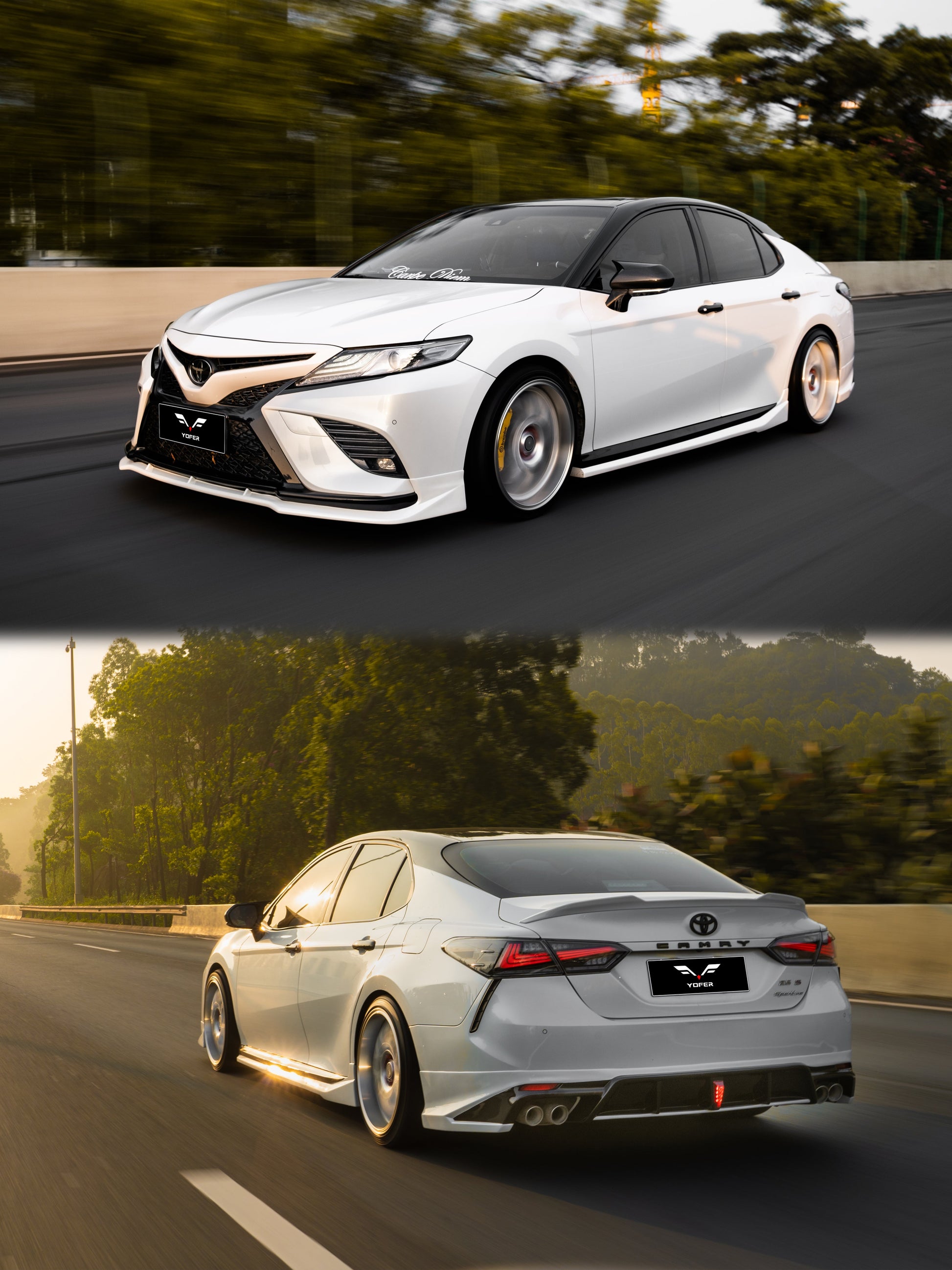 Toyota Camry 8th Gen XV70 SE XSE 2018-2020 with Aftermarket Parts - V2 Style Front Lip Splitter PP from Yofer.co