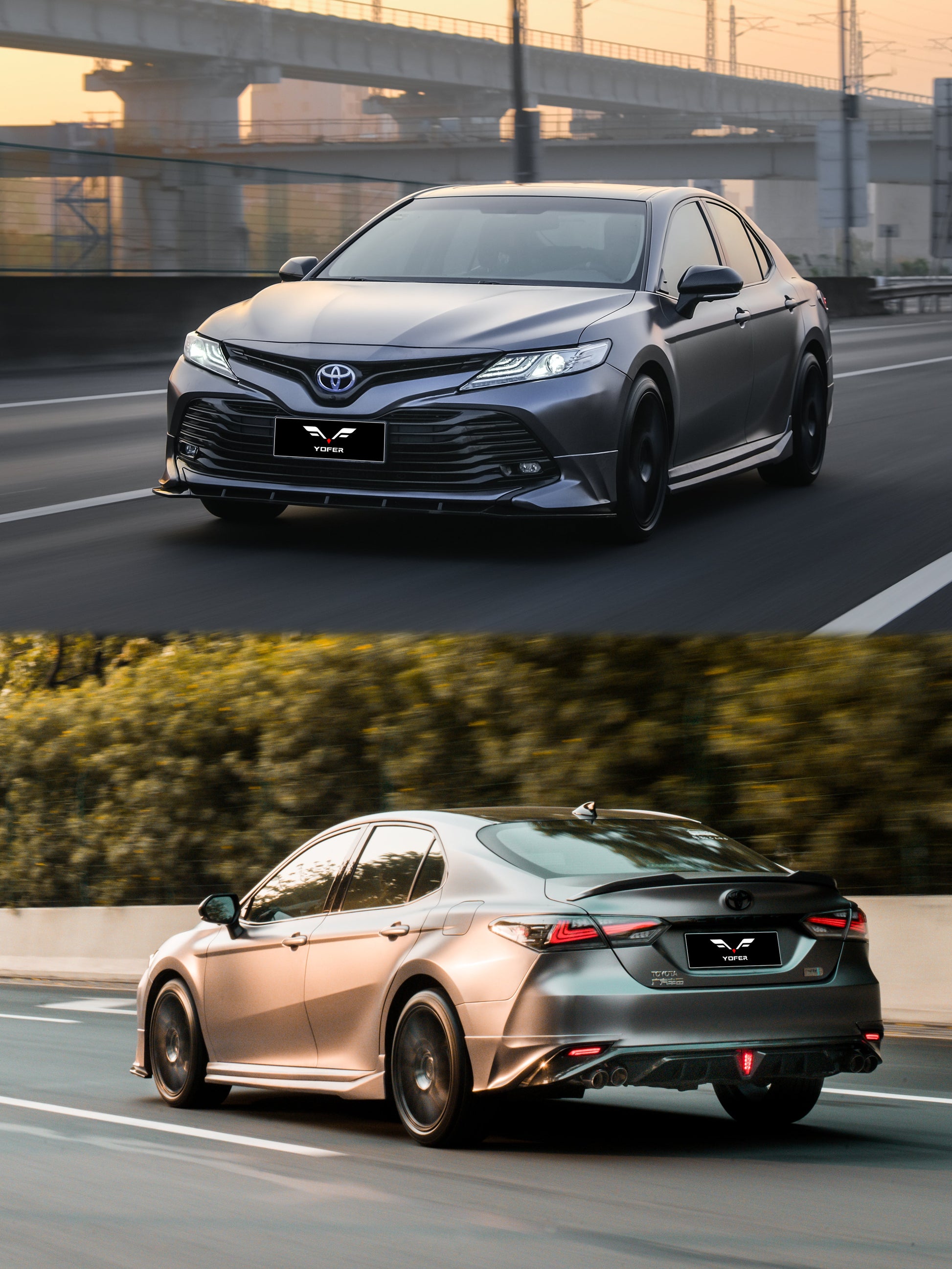Toyota Camry 8th Gen XV70 LE XLE 2018-2020 with Aftermarket Parts - Front Lip & Side Spliters PP from Yofer.co