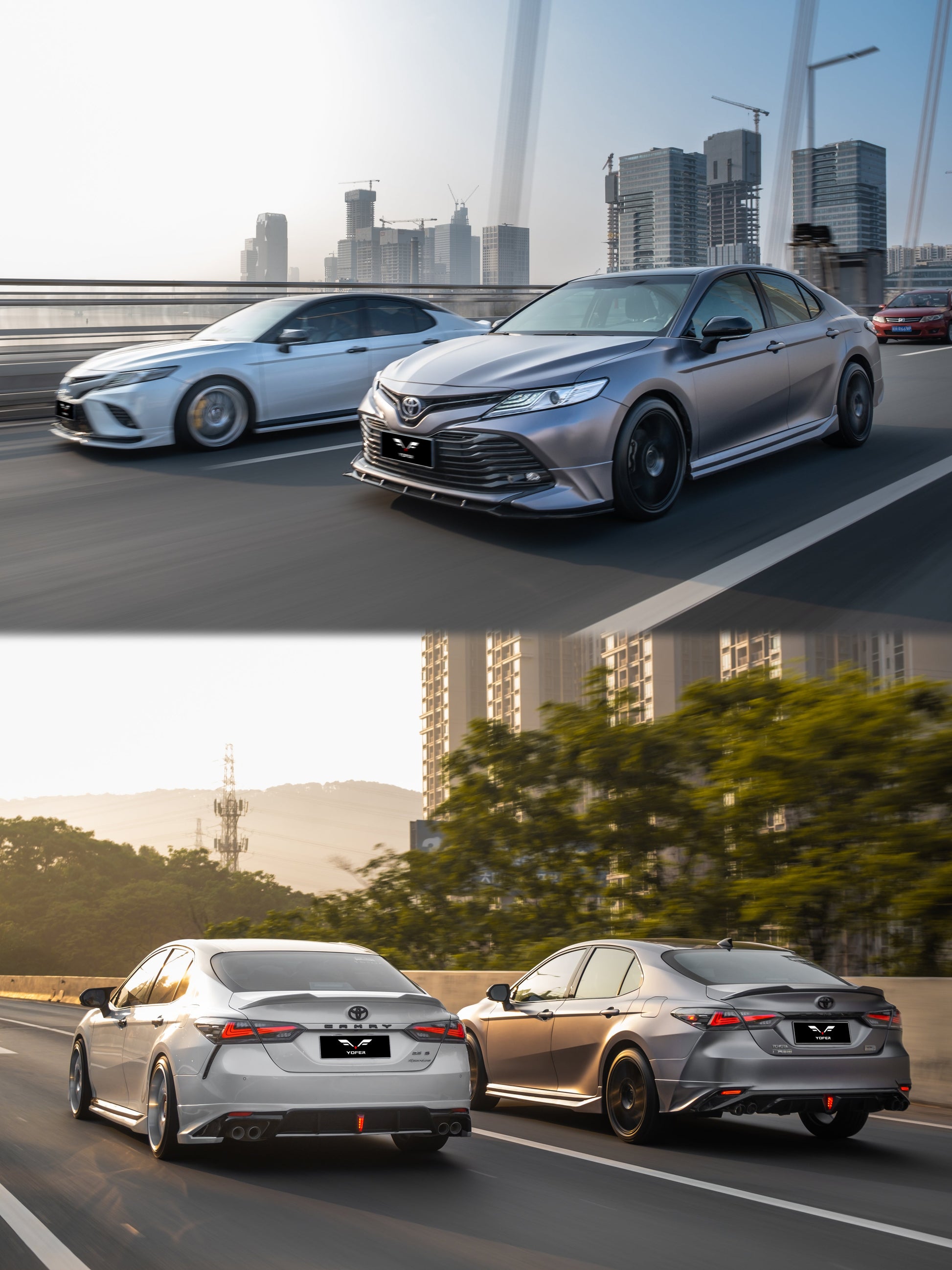 Toyota Camry 8th Gen XV70 LE XLE 2018-2020 with Aftermarket Parts - Front Lip & Side Spliters PP from Yofer.co