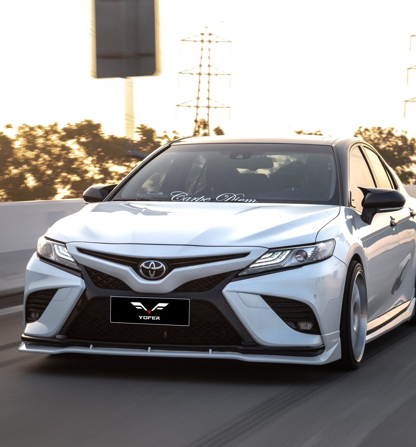 Toyota Camry 8th Gen XV70 SE XSE 2018-2020 with Aftermarket Parts - V2 Style Front Lip Splitter PP from Yofer.co