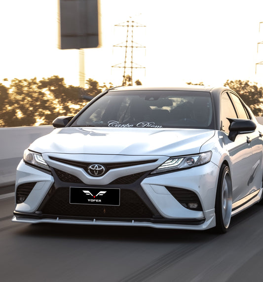 Toyota Camry 8th Gen XV70 SE XSE 2018-2020 with Aftermarket Parts - V2 Style Front Lip Splitter PP from Yofer.co