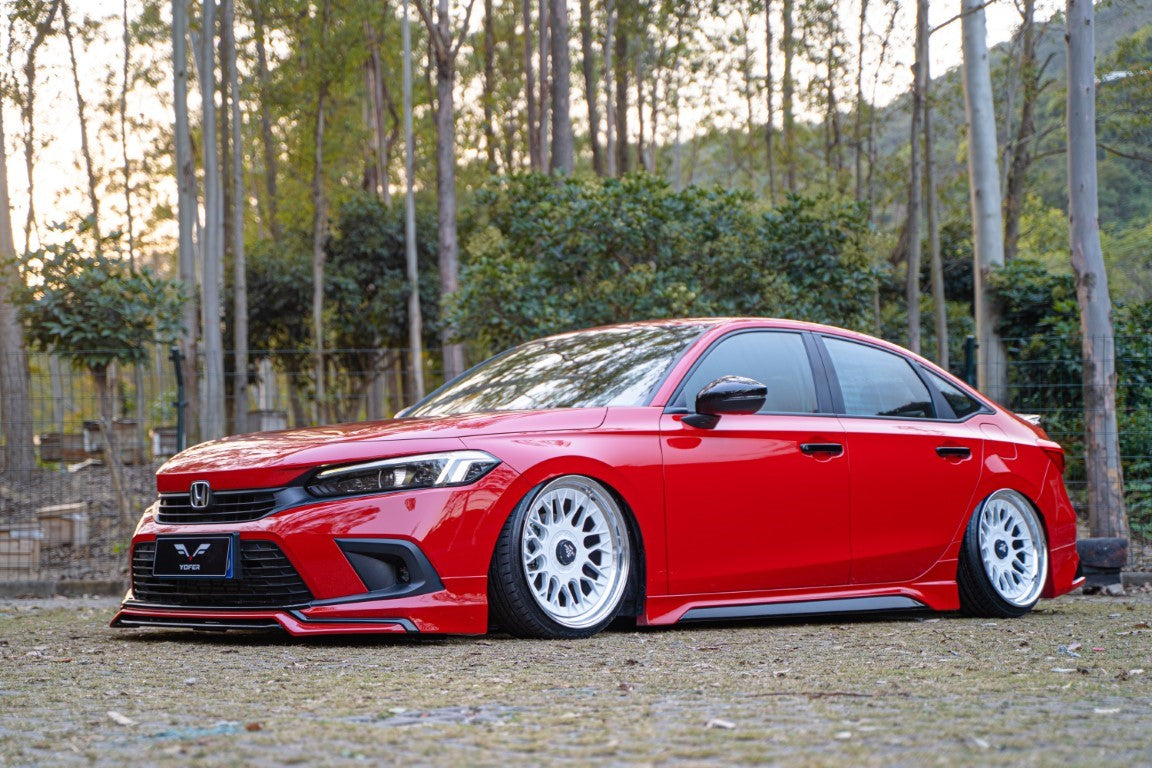 Honda Civic 11th Gen FE1 FE2 FE4 2022 2023 2024 & Civic 11th Gen FL1 FL2 FL4 2022 2023 2024 with Aftermarket Parts - V2 Style Side Skirts PP from Yofer.co