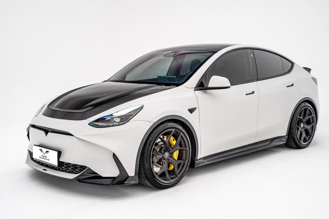 Tesla Model Y / Performance 2021-ON with Aftermarket Parts - Loong Flames Max Front Bumper PP from Yofer.co