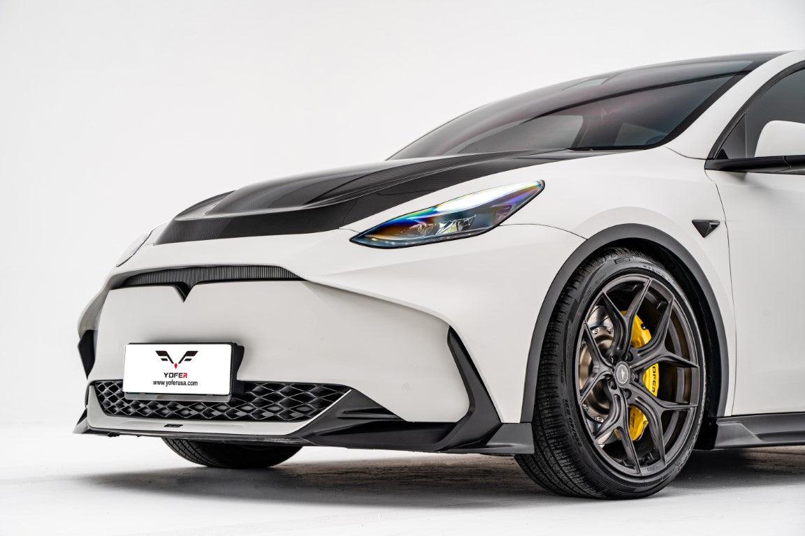 Tesla Model Y / Performance 2021-ON with Aftermarket Parts - Loong Flames Max Front Bumper PP from Yofer.co