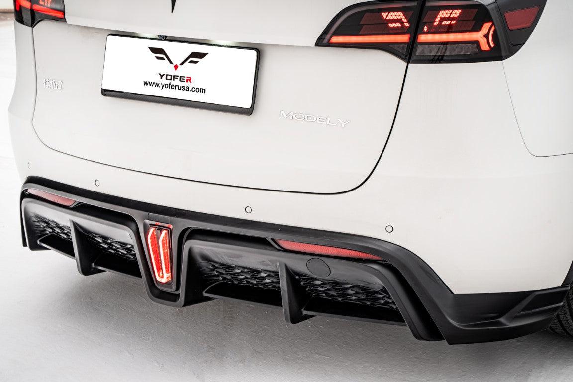 Tesla Model Y / Performance 2021-ON with Aftermarket Parts - Loong Flames Max Rear Diffuser PP from Yofer.co